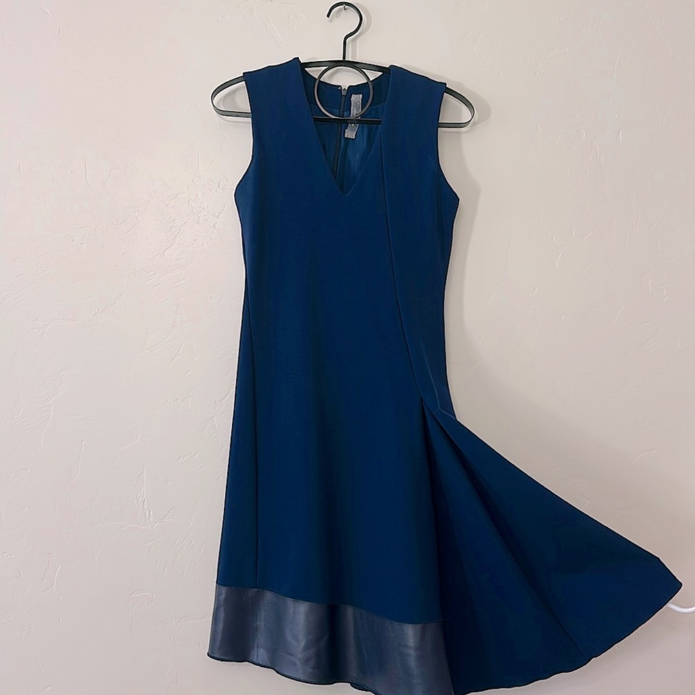 Reed Krakoff NavyBlue Dress with leather trim Size 2